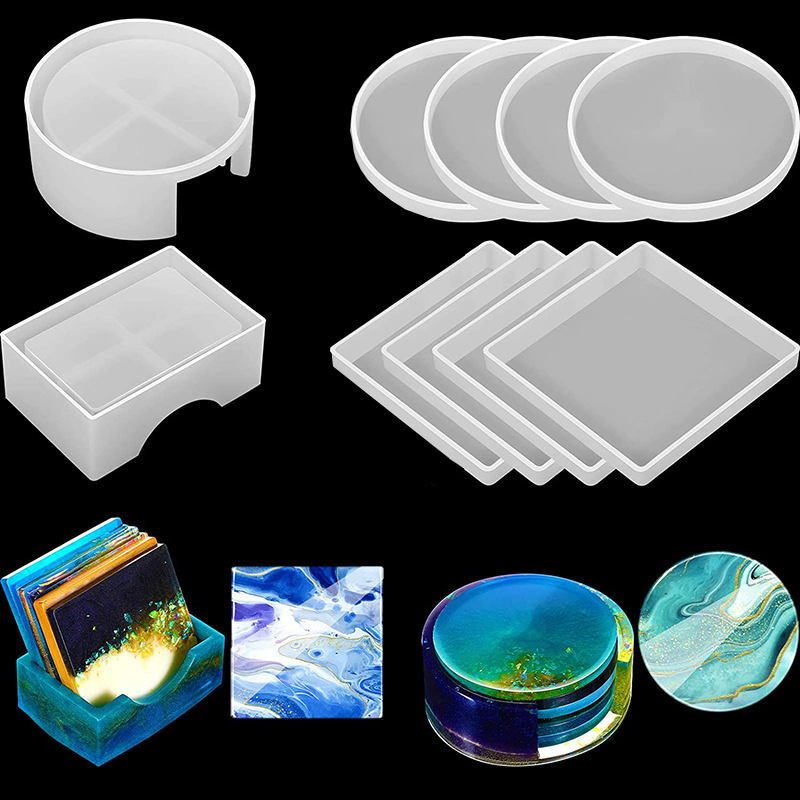 Coaster Mold Round - 5 sztuk/zestaw Formy silikonowe do żywicy