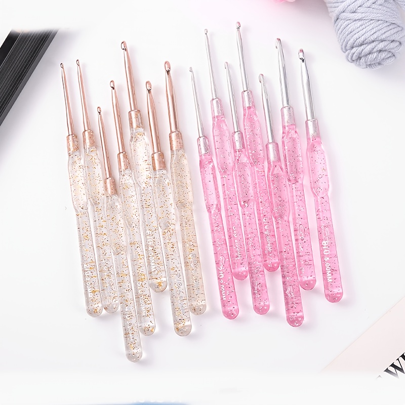 Resin Glitter Pack - Zestaw przezroczystych, brokatowych szydełek z żywicy,