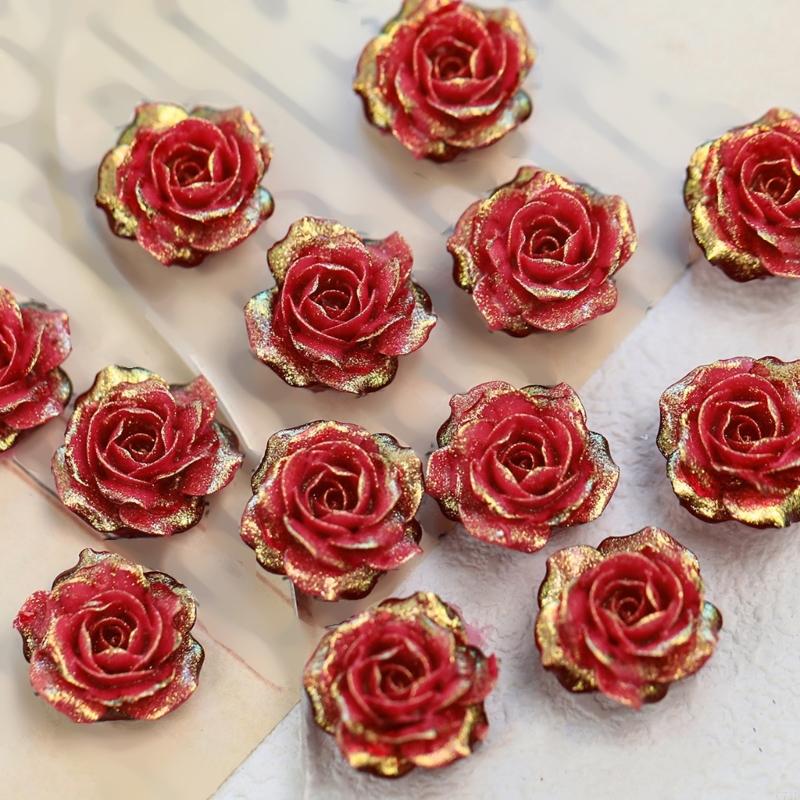 Resin Glitter Pack - Zestaw 10 błyszczących, gradientowych, plastikowych kwiatków